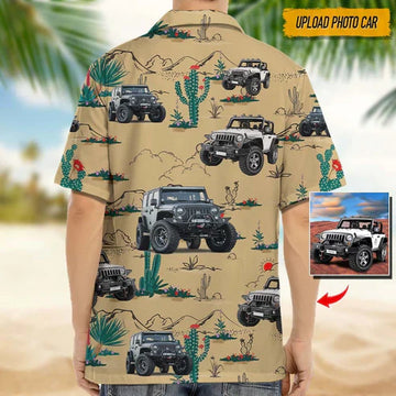 Maxcorners Personalized Car Hawaiian Shirt, Desert Pattern Custom Photo Car Aloha Shirts
