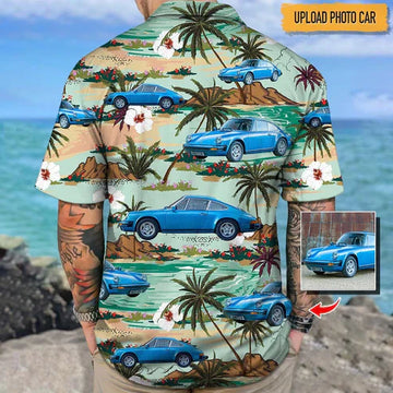 Maxcorners Personalized Car Hawaiian Shirt, Tropical Pattern Custom Photo Car Aloha Shirts