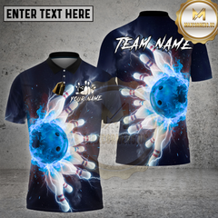 Maxcorners Bowling Electric Fireball Strike Graphic Multi Options Personalized Name, Team Name 3D Shirt