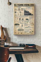 Maxcorners Ice Fishing Knowledge Canvas Gallery Wrapped Canvas Framed Gift Idea LM0101