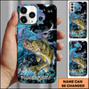 Maxcorners Fishing Neon Scale Texture Water Splash Personalized Name Phone Case (10 Fish Species)