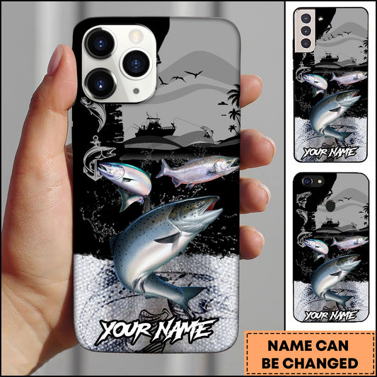 Maxcorners Fishing Black Silhouette Personalized Name 3D Phone Case (10 Fish Species)