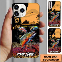 Maxcorners Trout Fishing Black Silhouette Personalized Name 3D Phone Case