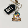 Maxcorners Fishing Keychain Funny Bass Fish With Blue Hat Sunglasses Gone Fishing Sign Personalized Name 2D Keychain