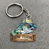 Maxcorners Fishing Keychain Funny Bass Fish With Straw Hat Sunglasses Gone Fishing Sign Personalized Name 2D Keychain