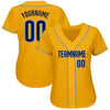 Maxcorners Custom Gold Navy-Light Blue Authentic Baseball Jersey LM2605