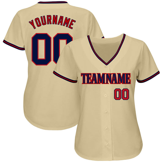 Maxcorners Custom Sand Navy-Red Authentic Baseball Jersey LM2605