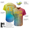 Maxcorners Custom Graffiti Pattern Gold-Black 3D Authentic Baseball Jersey LM2605