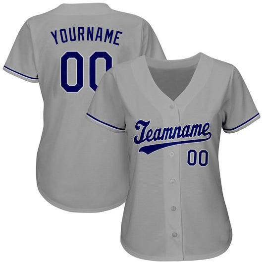 Maxcorners Custom Gray Royal-White Classic Authentic Baseball Jersey LM2605