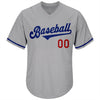 Maxcorners Custom Gray Royal-Red Authentic Throwback Rib-Knit Baseball Jersey Shirt LM2605