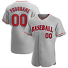 Maxcorners Custom Gray Red-Navy Authentic Baseball Jersey LM2605