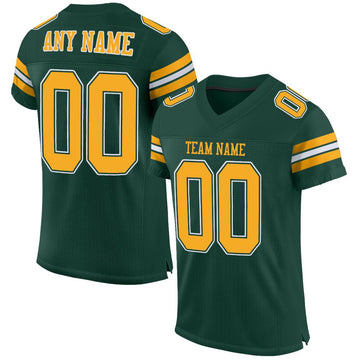 Maxcorners Custom Green Gold-White Mesh Authentic Football Jersey LM2605