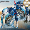 Maxcorners Saltwater Fish Fishing Water Splash Scale Pattern Personalized Name, Team Name Long Sleeve Shirt (6 Breeds)