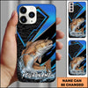 Maxcorners Fishing Electric Blue Arrow Pattern Splash Personalized Name Phone Case (10 Fish Species)