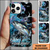 Maxcorners Fishing Neon Scale Texture Water Splash Personalized Name Phone Case (10 Fish Species)