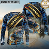 Maxcorners Fishing Honeycomb Water Personalized Name, Team Name Long Sleeve Shirt (9 Fish Species)