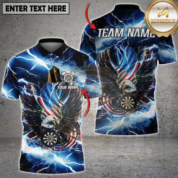 Maxcorners Dart Eagle USA Thunder Multicolor Options Personalized Name, Team Name 3D Shirt