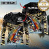 Maxcorners Fishing Black Gold Splash Dynamic Pattern Personalized Name, Team Name Long Sleeve Shirt (9 Breeds)