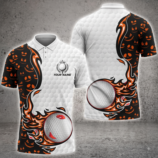 Maxcorners Haunted Fairway 3D Golf Personalized Name Polo Shirts