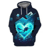 Maxcorners Scuba Diving With Ocean Heart Custom Name 3D Shirt Personalized Gift For Diver Lovers LM2111