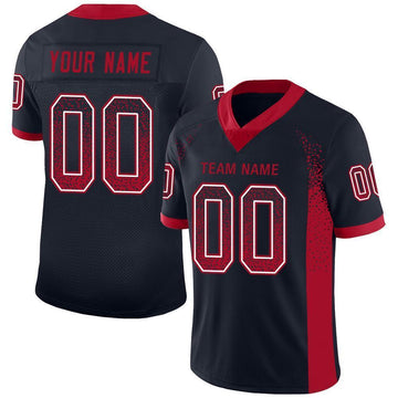 Maxcorners Custom Navy Red-White Drift Fashion Football Jersey LM2605