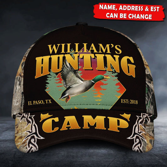 Maxcorners Personalized Name, Addrees, Est Duck Hunting Camp Classic Caps LM0402