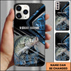 Maxcorners Fishing Blue Smoke Splash Tech Style Personalized Name Phone Case (10 Fish Species)