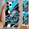 Maxcorners Fishing Blue Black Geometric Lightning Splash Personalized Name Phone Case (10 Fish Species)