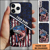 Maxcorners Fishing Patriotic USA Flag Honeycomb Tech Style Personalized Name Phone Case (10 Fish Species)