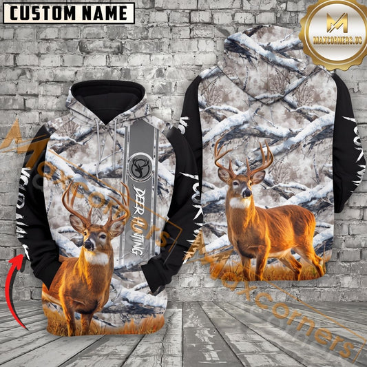 Maxcorners Wildlife Hunting Snow Camo Personalized Name Unisex 3D Shirt