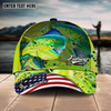 Maxcorners Fishing Fishing Make Me Happy Skinfish Flag Of US Sport Pattern Personalized Name 3D Cap (11 Breeds)