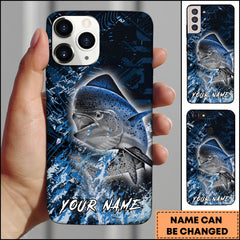 Maxcorners Mahi-Mahi Fishing Blue Grunge Splash Effect Personalized Name Phone Case