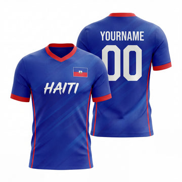 Maxcorners Premium Haiti Football Fan 3D Jersey Personalized T Shirt Custom Name Number Supporter Tee