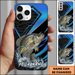 Maxcorners Crappie Fishing Electric Blue Arrow Pattern Splash Personalized Name Phone Case