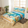 Maxcorners Summer Beach Seaside Duvet Cover, Floral Bicycle Retro Wooden Plank Comforter Cover, Ocean Hawaiian Holiday Theme Bedding Set