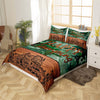 Maxcorners Happy Camping Duvet Cover, Green Botanical Leaves Mount Cactus Graffiti Quilt Cover, Natural Adventure Bedding Set for RV Decor