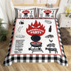 Maxcorners Barbecue Party Duvet Cover, Campfire BBQ Camping Theme Beef Food Graffiti Bedding Set