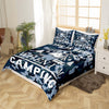 Maxcorners Happy Camping Duvet Cover for RV Decor, Blue Camouflage Artistic Bedding Set