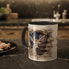 Maxcorners Deer American Flag 3D Personalized Ceramic Mug 3D Printed Multicolor