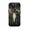 Maxcorners Deer Antler American Flag Phone Case for iPhone – Rustic Camo Style Cover – Cool Gift for Him, Outdoor, Hunting, or Streetwear Fans 1 Full Wrap Phone Case LM0812