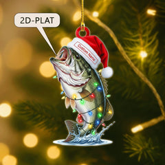 Maxcorners Custom Bass Fish Christmas Ornament, Personalized Fishing Xmas Decor, Fisherman Ornament for Men, Holiday Tree Keepsake Gift for Anglers