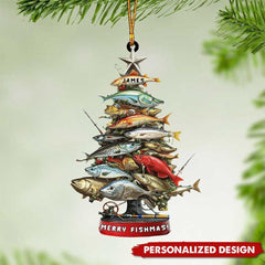 Maxcorners Personalized Fishing Christmas Tree Ornament, Acrylic Gift