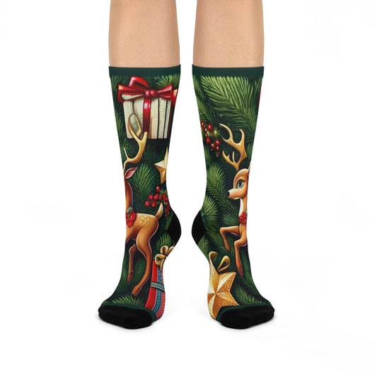 Maxcorners Cozy Christmas Charm Socks - Festive Holiday Footwear for All|Festive Holiday Socks| Winter Motif Footwear |Seasonal SocksLM2611