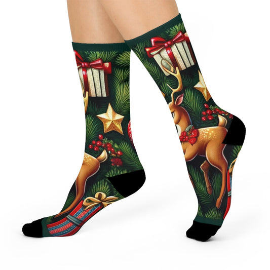 Maxcorners Cozy Christmas Charm Socks - Festive Holiday Footwear for All|Festive Holiday Socks| Winter Motif Footwear |Seasonal SocksLM2611