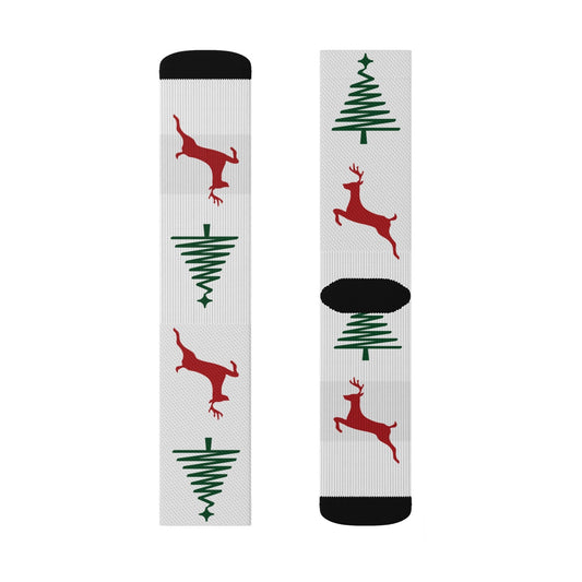 Maxcorners Reindeer Christmas Socks custom fun cool trendy gift present holiday personalized women men pattern customized name date xmas deer partyLM2611
