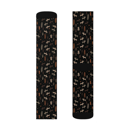 Maxcorners Deer Socks custom animal fun cool trendy gift present holiday personalized customized name date pattern women's men's hunter forestLM2611