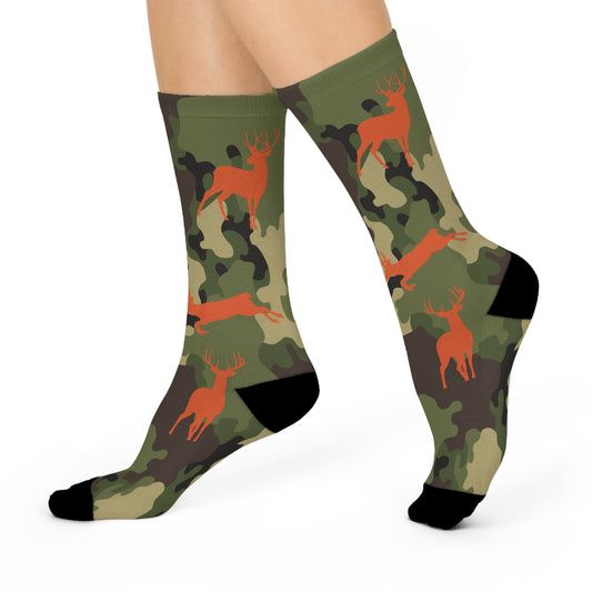 Maxcorners Socks, Cushioned Crew Socks, 360 Print Socks, Deer Socks, Hunting Socks, Camo Socks, Fall Socks, Gift for hunter, Fun Socks, Unique SocksLM2611