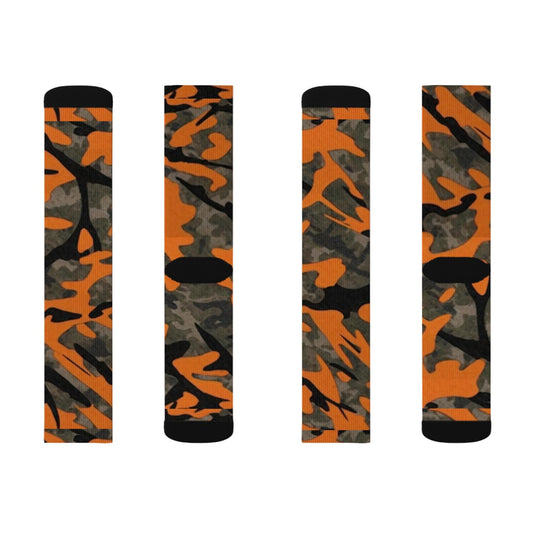 Maxcorners Hunting Blaze Orange Camo Camouflage Sublimation SocksLM2611