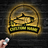 Maxcorners Custom Atlantic Bluefin Tuna Fishing Metal Sign Fish Wall Art With LED Light