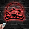 Maxcorners Custom Atlantic Bluefin Tuna Fishing Metal Sign Fish Wall Art With LED Light